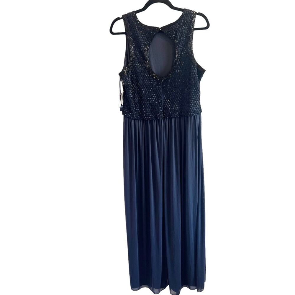 NWT $258 PISARRO NIGHTS 10 Beaded Bodice Chiffon Gown DRESS NAVY BLUE - Picture 5 of 8